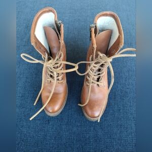 Freebird By Steven Women's Cavalier US7 Brown Leather Lace Up Boots Booties